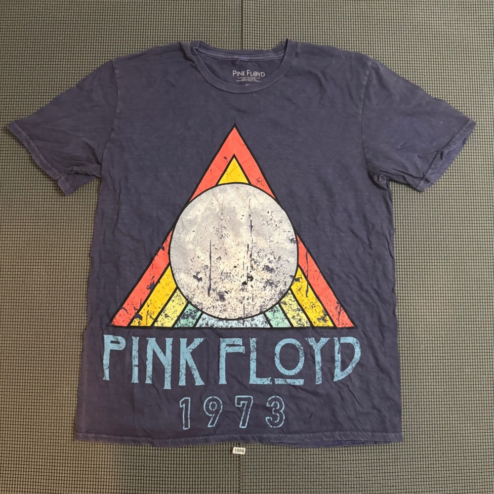Pink Floyd 1973 Dark Side of the Moon Graphic T-Shirt Navy Blue Mens Medium